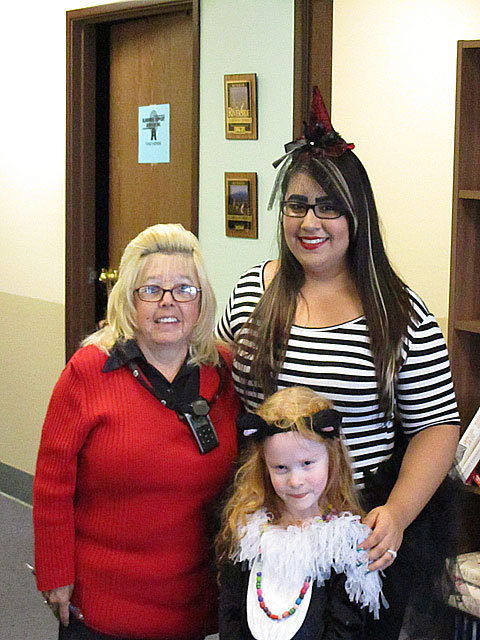 Nancy dressed as a witch with Belinda.